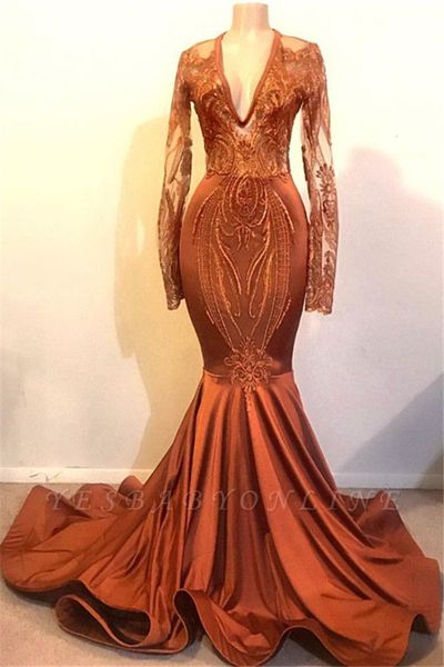 

african long sleeves black girls prom dresses 2020 mermaid formal pageant holidays wear graduation evening party gown custom made plus size
