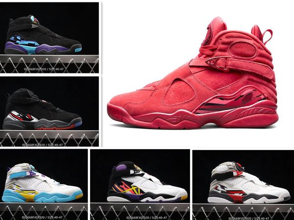 

basketball shoes 8 8s for men valentines day aqua chrome countdown pack south beach playoff mens trainer sports sneaker 41-47, Black