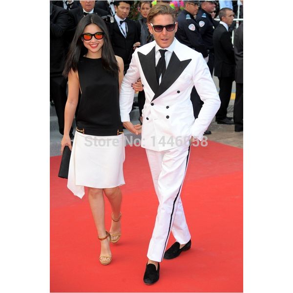 

2018 new style white double breasted men suit wedding slim fit 2 piece tuxedo custom groom suits prom blazer terno masuclino, White;black