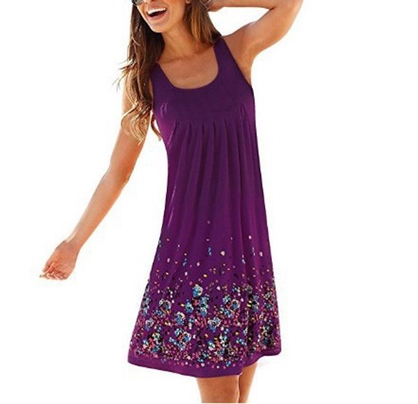 

фиолетовый рукавов цветочные печати сыпучие летнее платье моды шесть цветов вскользь платье женщин robe femme été 2019 сексуальное платье пл, Black;gray