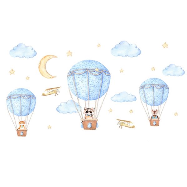 

diy cartoon animal air balloon wall sticker for kids rooms baby bedroom wall decals self-adhesive murals