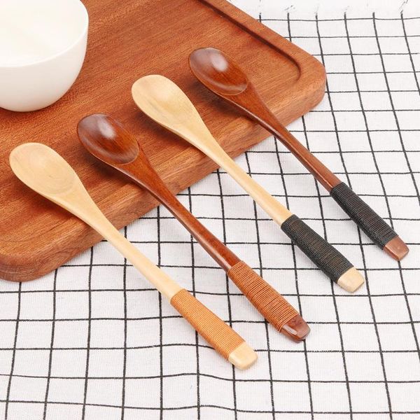 

japanese wood spoon long handled rice soup honey coffee spoons mixing tool