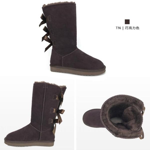 

snow winter boots classic women 3 bailey bowknot tall designer ladies girl booties over the knee thigh high boot 36-41, Black