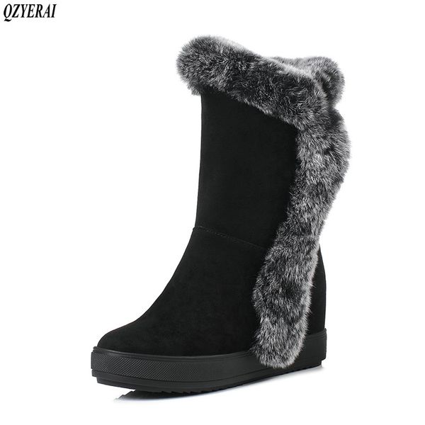 

2019 classic genuine cowhide leather snow boots 100% wool women boots warm winter shoes for women large size 34-40 t191101, Black