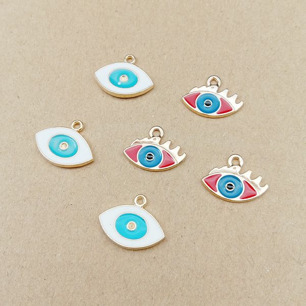 

10pcs/lot fashion jewelry oil drop enamel eyes shape charms for jewelry making and crafting earring charm fashion pendant, Bronze;silver
