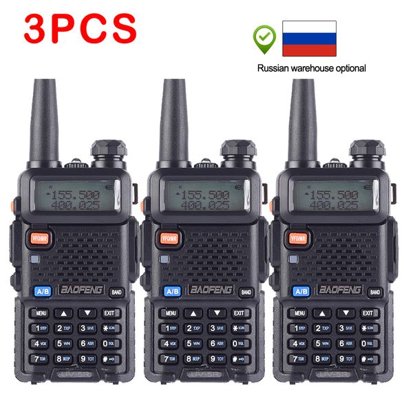 

3pcs 2 color baofeng bf-uv5r amateur radio portable walkie talkie pofung uv-5r 5w vhf/uhf radio dual band two way cb