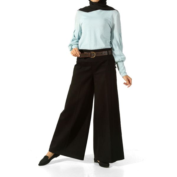 

hijab wide-leg trousers, Black;white