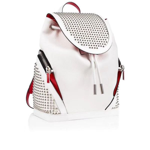 

women and men rivet backpacks red bottom with original famous brand genuine leather backpack famous bags