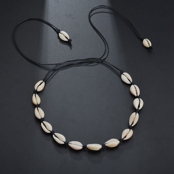 

bohemian leisure shell rope necklace women handmade seashell short clavicle choker chain necklace collares jewelry, Golden;silver