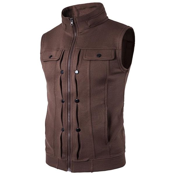 

2017 spring trend men new men fashion folding collar buckle collar collar casual korean version of the sweatshirts vest, Black