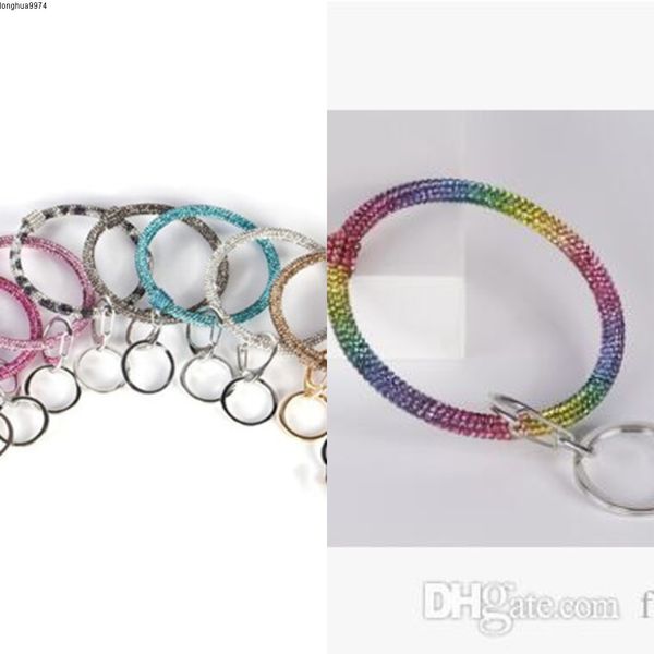 

wrist key ring women bangle silicone circle car key chain glitter crystal rhinestone silicone bracelet keychain ewelry party favor lxl819q, Silver