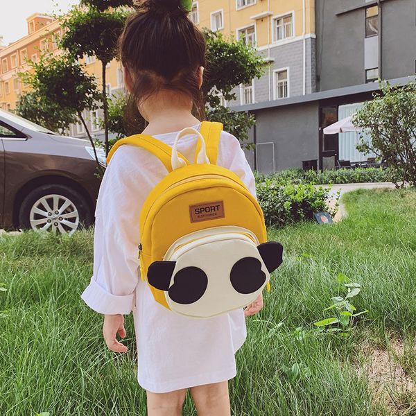

cartoon cute panda canvas bag kindergarten korean multi functional backpack for boys and girls
