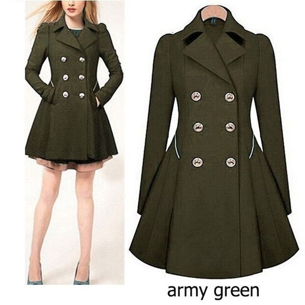 

zogaa autumn winter women blends coat double breasted long windbreaker ladies causal solid slim fit long wool coats plus size, Black