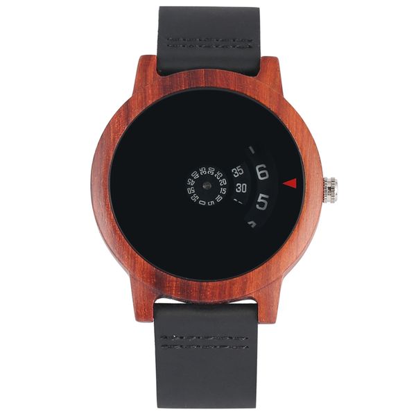 

мода вентилятор-образный поворотный стол циферблат часы древесины мужской мягкий кожаный ремешок мужской наручные час уникального искусства, Slivery;brown