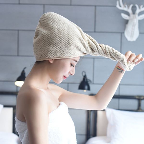 

wholesale women girls ladies magic quick dry bath hair drying towel head wrap hat makeup cosmetics cap bathing tool