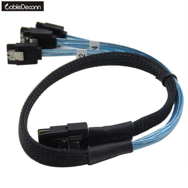 

sas sata cable internal sff8087 mini sas 36pin male w/latch to sata 7pin female (x4) forward breakout cable 1m