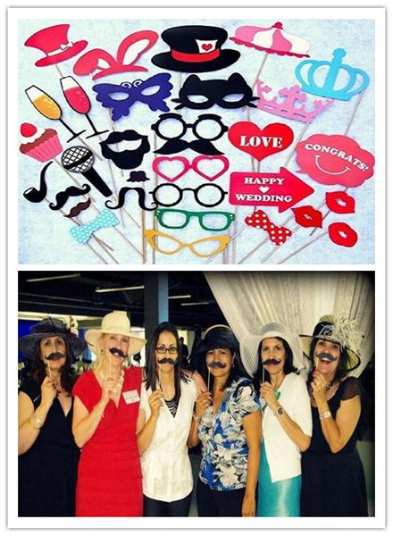 

festive 34pcs/set wedding p booth props party decorations new catglass supplies mask mustache for fun favors pbooth pcall