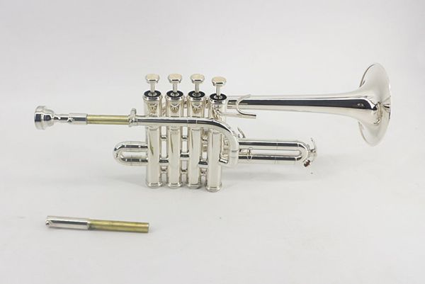 

профессиональный new silver piccolo труба 4 поршень horn bb / a 2 мундштучная трубка мундштука