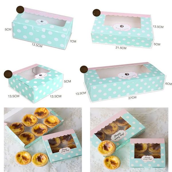 

10pcs kraft box paper cake pvc window craft jewelry box, packing cardboard box,blue wedding favors gift cookie box for candy