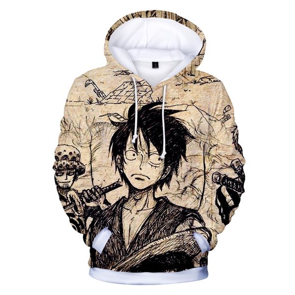 

one piece hoodies luffy anime 3d men's sweatshirt 2019 autumn winter new men/women hooded man hoodies, Black