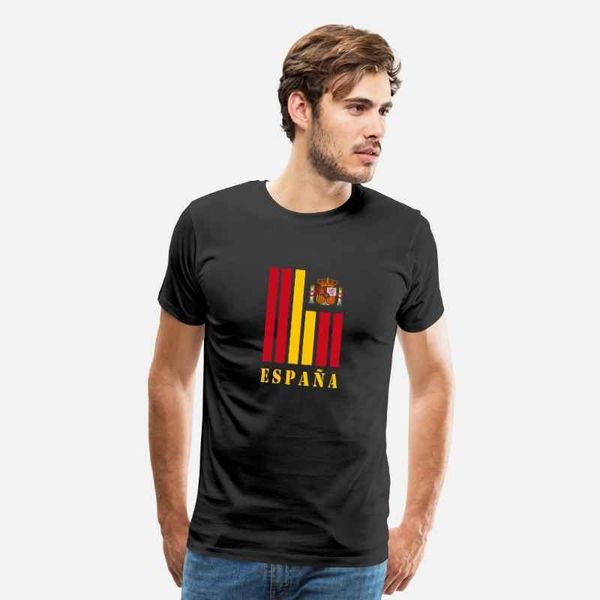 

men's spain espana beam with coat of arms and flag customized print soccer cotton breathable cool regular fit t shirt, White;black