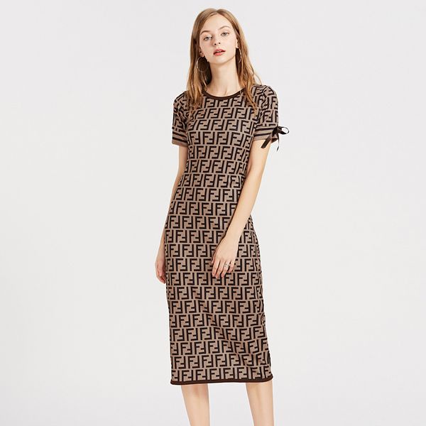 

2019 sell fashion women clothing summer short sleeve dress designer brand t-shirt dresses ladies clothes long skirt, Black;gray