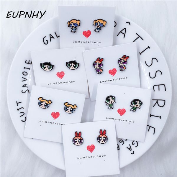 

eupnhy cartoon prevent allergy stud earring 2pc the girls earring piercing jewelry birthday gifts accessories, Golden;silver