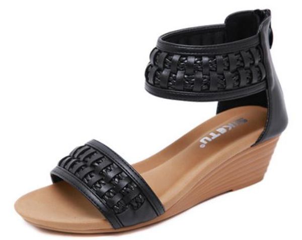 

2019 women's sandals in summer with new style slope heel @73, Black