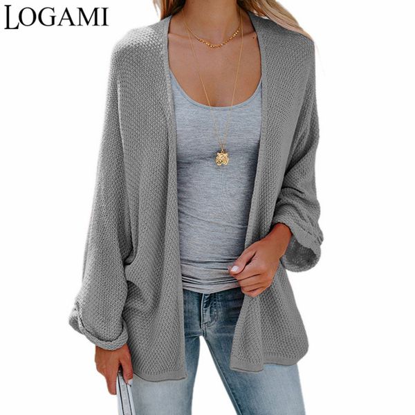 

logami bat sleeve casual cardigan women sweaters fashion autumn 2018 woman loose coat knitted cardigans long, White;black