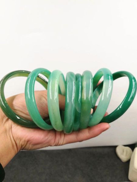 

new only one genuine natural green jade bangle bracelet big size 68-70 mm +box, Black