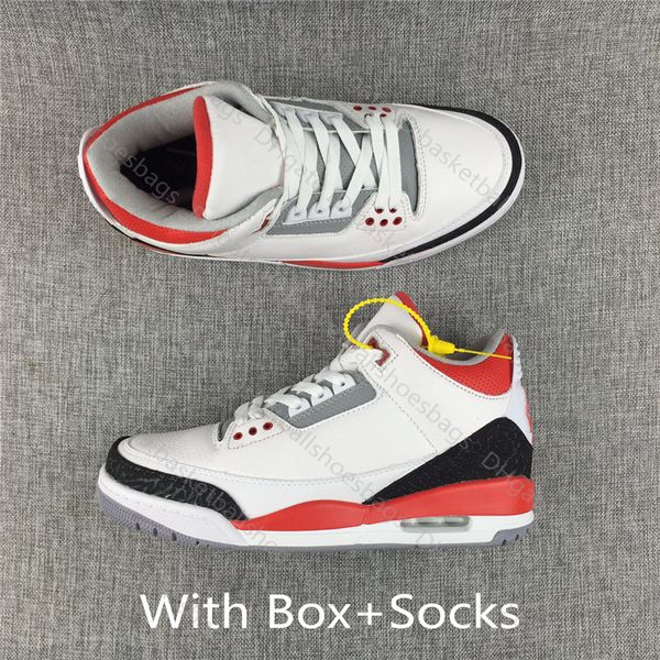 

fashion 3 3s basketball shoes iii flame red men sports shoes sneaker for women with box and socks