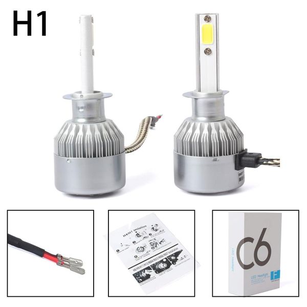 

новые 2pcs c6 led фар автомобиля kit cob h13 36w 7600lm белый свет лампы