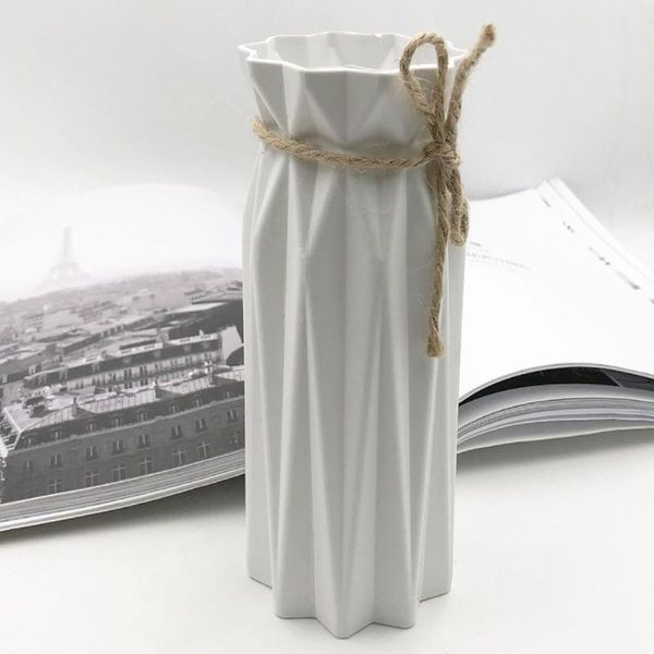 Origami Plastic Vase Flowerpot Flower Basket White Ceramic
