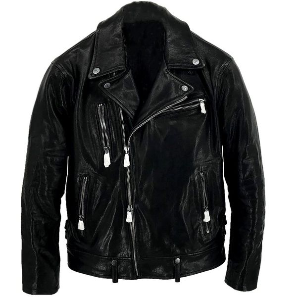 

2020 black men slim fit biker's leather jacket plus size xxxxl genuine sheepskin spring fashion leather coat ing