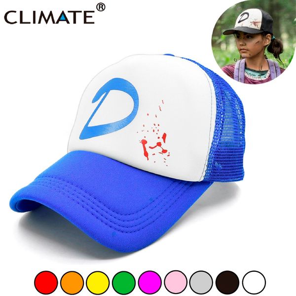 

climate the walking die game clementine cosplay caps hat clem's girl coser zombie killer cap summer cool trucker caps hats, Blue;gray