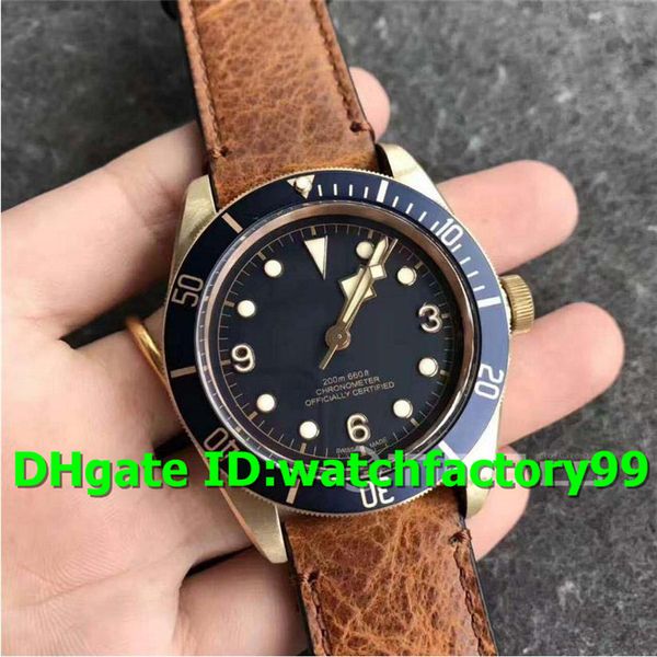 

Xf new luxury 79250bb watch wi 2824 2 25j automatic apphire cry tal real bronze ca e blue dial aged brown leather trap men watch