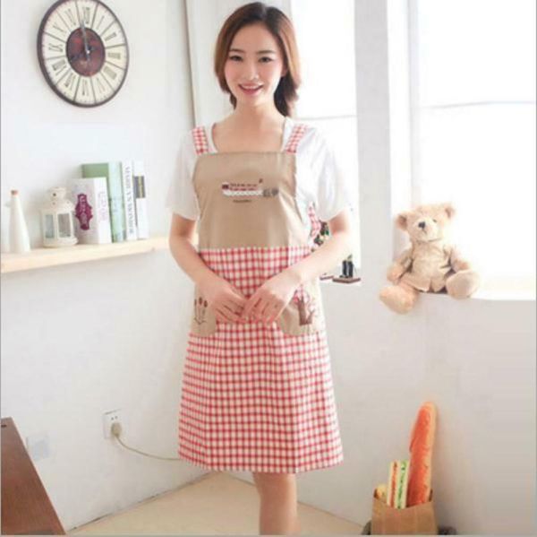 

aprons fashion apron with pockets thick anti-oil cute solid cotton household kitchen sleeveless brief style for cleaning