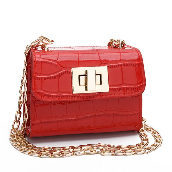 

women children alligator messenger bag pu shoulder bag chain diagonal solid color crossbody lock phone mini coin #yj