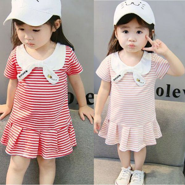 

summer toddler baby girls casual dress fashion striped dresses princess outfits, Blue