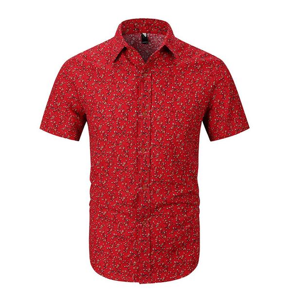 

big size 2019 summer shirt men fashion red short sleeve mens shirts casual slim fit turn down collar floral printed mens shirts, White;black