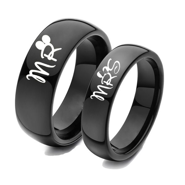 

fashion mr/mrs letter print couple stainless steel rings men women jewelry couple stainless steel ring rga-152, Silver
