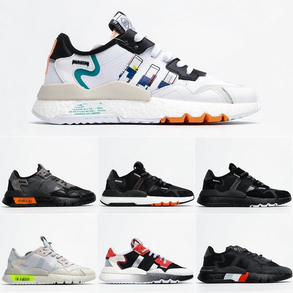 

with box new nite jogger 2019 retro running shoes gray black red white men women casual sports shoes 36-45, White;red