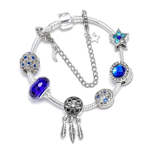 

seialoy blue crystal star бисера ловец снов браслеты шарма для мужчин женщины оригинальный классический браслет fit man boy отдыха jewelry, Golden;silver