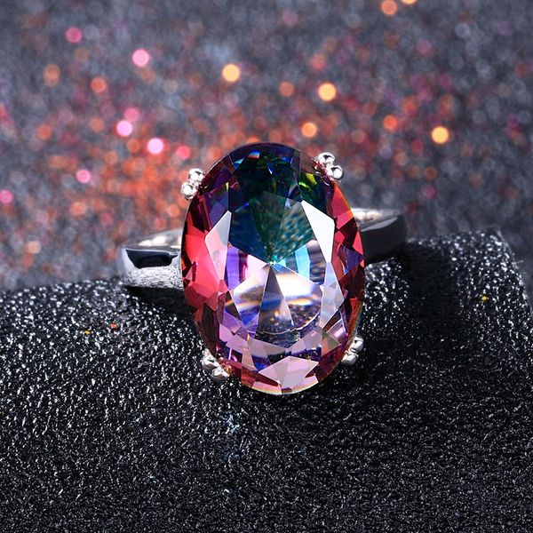 

fashion women's jewelry s925 silver ring mystic fire rainbow z rings promotion elegant wedding jewelry anillos party gift