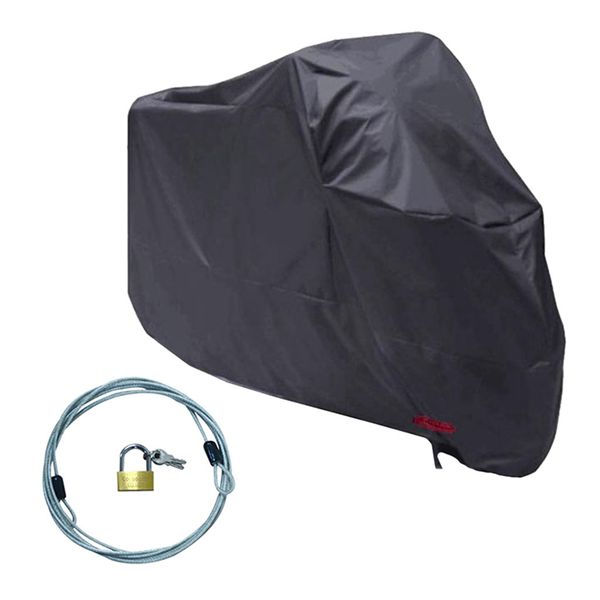 

waterproof motorcycle cover rain mototbike protector black w/ cover lock