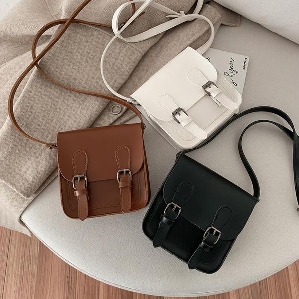 

vintage small crossbody bags for women 2020retro square bag women's solid color leather shoulder bag bouble buckle messenger