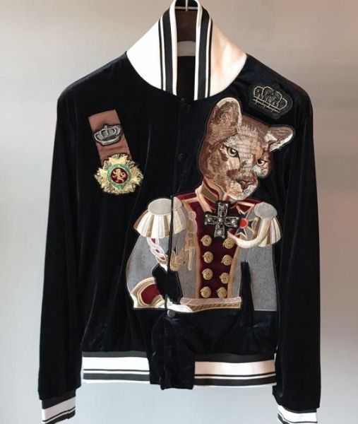 

2019 весна новая мода прибытие собака кошка герцог корона значок вышивка бейсбол бомбардировщик куртки для мужчин бренд дизайнерская одежда, Black;brown