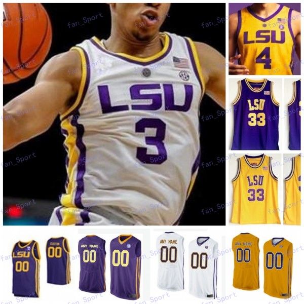 

custom lsu tigers 2020 retro basketball yellow purple white gold any name number #0 naz reid 1 javonte smart simmons o'neal waters jers, Black