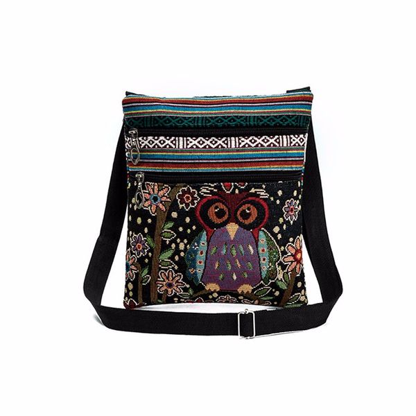 

25#embroidered owl tote bags women's shoulder bag handbags postman package ladies canvas messenger bags shoulder bag handbag