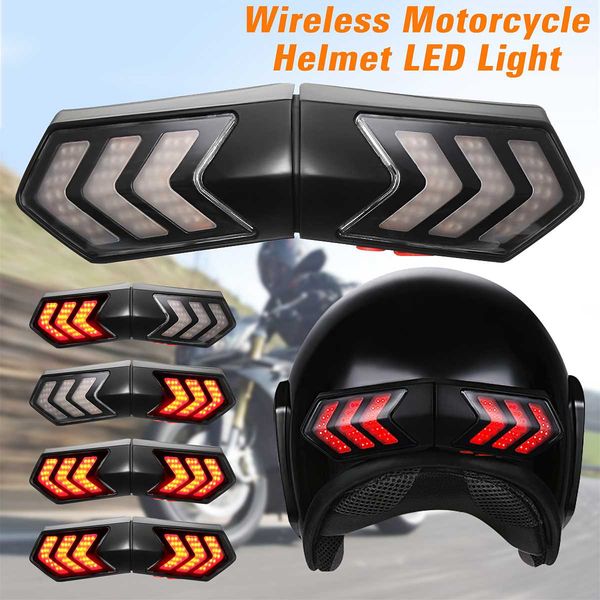 

12v wireless motorcycle helmet led safety light brake lights turn signal indicators